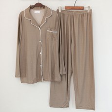 글램공감 여성용 피칸 긴팔 체크 투피스 잠옷 상하의 세트