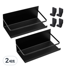 Living Taylor玄關門與冰箱黏貼式鐵製磁吸式置物架 黑色 2個組+掛勾 4個, 2組