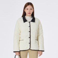 Elsso 女款絎縫鋪棉寬鬆翻領輕量羽絨外套