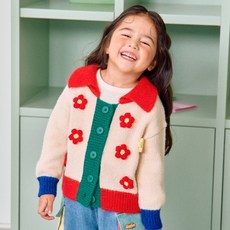 First Blue 女童羊駝毛針織開襟衫