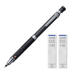 Uni 三菱鉛筆 KURU TOGA Roulette Model 自動鉛筆 槍金屬色 M5-1017 + Kuru Toga 專用自動鉛筆芯 HB 2入組, 0.5mm, 1套