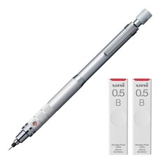 Uni 三菱鉛筆 KURU TOGA Roulette Model 自動鉛筆 銀色 M5-1017 + Kuru Toga 專用自動鉛筆芯 B 2入組, 0.5mm, 1套