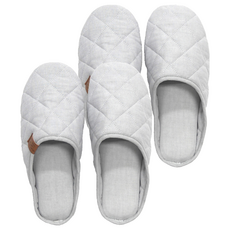 BOWELL 男士復古棉質絎縫拖鞋室內鞋, 灰色