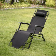 아웃네스트 야외 접이식 침대 겸용 리클라이너 의자, 블랙, 1개
