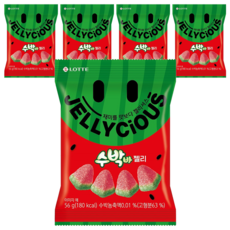 LOTTE 樂天 Jellycious 西瓜造型軟糖, 56g, 5包