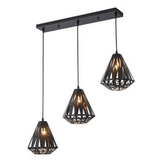 Honey Comb 北歐風簡約餐廳吊燈 BL51303 三燈設計 鋼材烤漆, 黑色