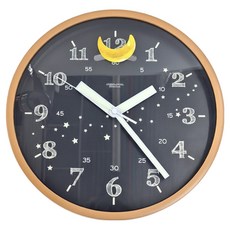 DODEKA 夜光星星月亮搖擺鐘 30x38公分, 夜空黑