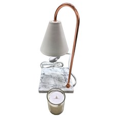 大理石香氛融蠟薰香燈組 含蠟燭 2入, 白色