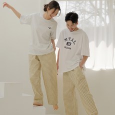 PALAN 男女通用情侶基本款格紋九分睡褲