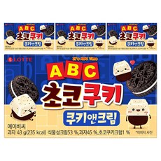 롯데웰푸드 ABC 초코쿠키 쿠키앤크림, 43g, 4개