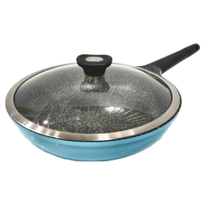 MiyAco 米雅可 歐式晶鑽輕量不沾平底鍋 + 鍋蓋, 特殊硬度陶瓷處理, 高耐熱、儲溫性佳, 通過國際SGS安全無毒認證, 30cm, 1組