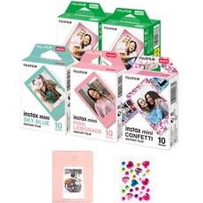 Instax Mini底片套組 素面 40張 + Confetti 10張 + 天空藍 10張 + 粉紅檸檬水 10張, Instax Mini Film, 1組
