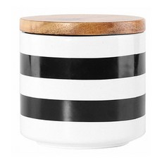 Homely Zakka 北歐簡約幾何帶蓋陶瓷 儲物罐/收納罐 木蓋, 1個