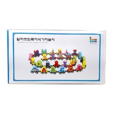 字母造型木製磁鐵火車玩具組 27入, 混合顏色