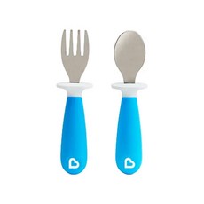 munchkin 滿趣健 1個湯匙、1個叉子 12個月以上適用, 叉子+湯匙, 藍, 1組