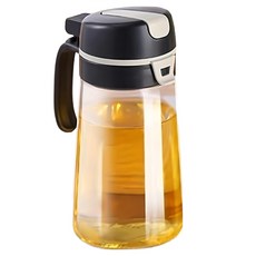 SUNORO 大容量重力自動開合玻璃油壺 600ml 雙拼黑色 - 油醋瓶/調味瓶/醬油瓶/倒油壺, 1個
