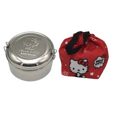 Hello Kitty 凱蒂貓 不鏽鋼便當盒袋組 304不鏽鋼, 便當盒 + 袋子, 1組