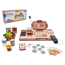 OhBabyLaugh 玩具收銀機, 25件配件組, 豆沙紅, 1個