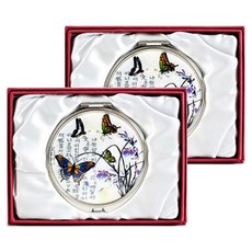 八福商會傳統工藝品高級螺鈿手鏡 兰花, 混色, 2個
