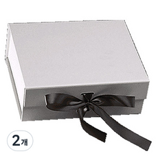 이홈베이킹 리본 매듭기프트 접이식 자석상자 대, 화이트(상자), 랜덤발송(리본), 2개