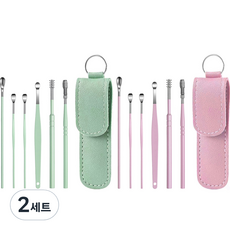 MONACO OLIVE 手感中毒 掏耳棒6件收納包組 薄荷綠 + 粉紅色, 2套