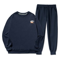 NSD 남성용 빅사이즈 드라이브 스몰로고 기모 맨투맨 조거트레이닝 상하의 세트