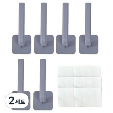 Tailstar 帽架掛鉤 6入 + 黏性貼紙 12入 組, 2套, 灰色