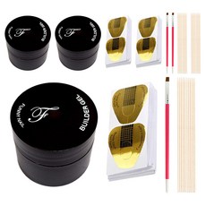 指甲延長套件, Builder Gel 12g + 凝膠泡沫紙 100p + 指甲刷 + 木棒 10p, 3組