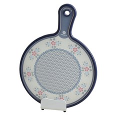 PRACA 波蘭圖案抗菌雙面圓形把手砧板, 1個, 復古花朵