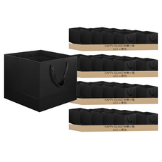 快樂小島 卡紙袋 簡約質感 立體裁切 25*25*25cm 10入, 黑色, 4包