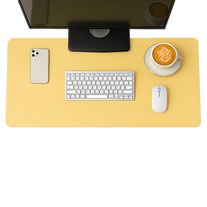 하이어데코 책상 가죽 논슬립 와이드 대형 마우스 장패드, 버터 옐로우