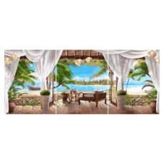 ArtLife 藝術生活 數字油畫DIY 三拼畫組 95340 40 x 50cm 3張, 浪漫度假, 1組