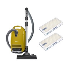 Miele C3 파워라인 진공 청소기 + Miele 청소기용 헤파필터 2개입, SGFA3(청소기),  SF-HA50(헤파필터), 커리 옐로우