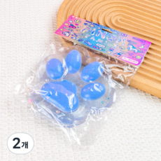 밀알컴퍼니 스트레스해소 주물럭 손목쿠션 크리스털 블루 고양이 발, 2개