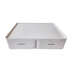 懶角落 桌面收納盒 分格抽屜 白色, 約23.8 x 17.6 x 5.6cm, HIPS+TPR材質, 2格
