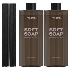 쿤달 퍼퓸 디퓨저 리필 2P+섬유스틱 14P, 소프트솝, 500ml, 1세트