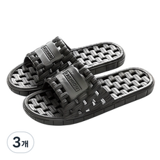 Block Mart 男士用格紋浴室拖鞋, 黑色, 3個