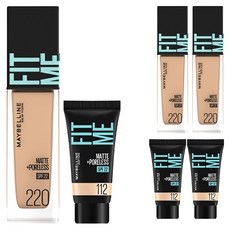메이블린 핏미 파운데이션 레노 30ml + 미니파운데이션 5ml 세트, 220 내추럴 베이지(파운데이션), 112 내추럴 아이보리(미니파운데이션), 3개