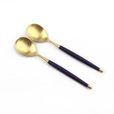 Bogen 韓國製 르비앙 金色餐具沙拉匙, 紫羅蘭色, 2個