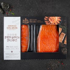 프리미엄 훈제연어 슬라이스 & 연어 스테이크 (냉장), 380g, 1개