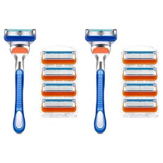 五層刀片刮鬍刀 刀架, 順滑貼膚, 貼合臉型, 小巧設計, 金屬防滑手柄, 輕鬆剃淨鬍子, 整隻水洗, 1組, 2組