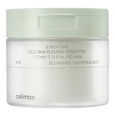 celimax BHA 積雪草舒緩爽膚棉, 有效清潔⽼廢⾓質，舒緩鎮靜肌膚，含玻尿酸成分, 60片, 1罐