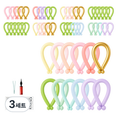 피앤비유니티 요술풍선 50p + 펌프 + 레터링스티커 +스티커집게 세트, 러블리 마카롱 혼합12색, 3세트