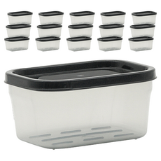 SAENGHWALEN 柔軟PP冷凍專用密封保鮮盒 黑色, 250ml, 16個