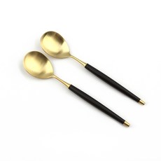Bogen 르비앙 金色餐具沙拉匙, 黑色, 2個
