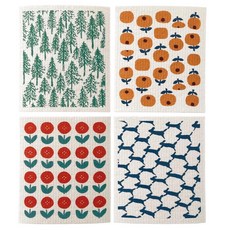 SHIMOYAMA 印花風乾濕兩用木漿棉抹布 4件組 皆川明, 1組