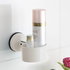 LASSLEY 蕾絲妮 MAGIC彩色強力吸盤置物盒 圓 ABS樹脂材質 承重約4KG, 白色, 1層