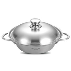 Kitchen-Art 電磁爐適用3層不鏽鋼雙耳淺湯鍋, 單色, 26cm