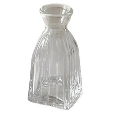 Lavi 浮雕白透玻璃花瓶 6個, 法式方底豎條 透明色