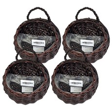 棉麻花籃 編織吊籃 灰色/米色 盆栽/乾燥花/假花/客廳擺件, 中(20cm), 深咖啡, 4個